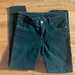 KUT From the Kloth Diana Skinny Corduroy Pants - Dark Green Moss 4P.